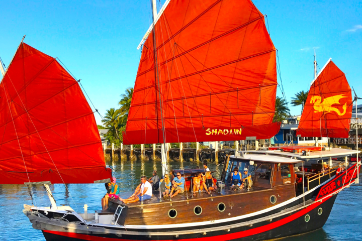 a small boat in a large body of water